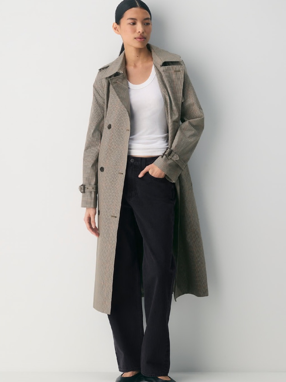 Aritzia The Finch Trench Coat City Twill Plaid - Picture 2 of 13